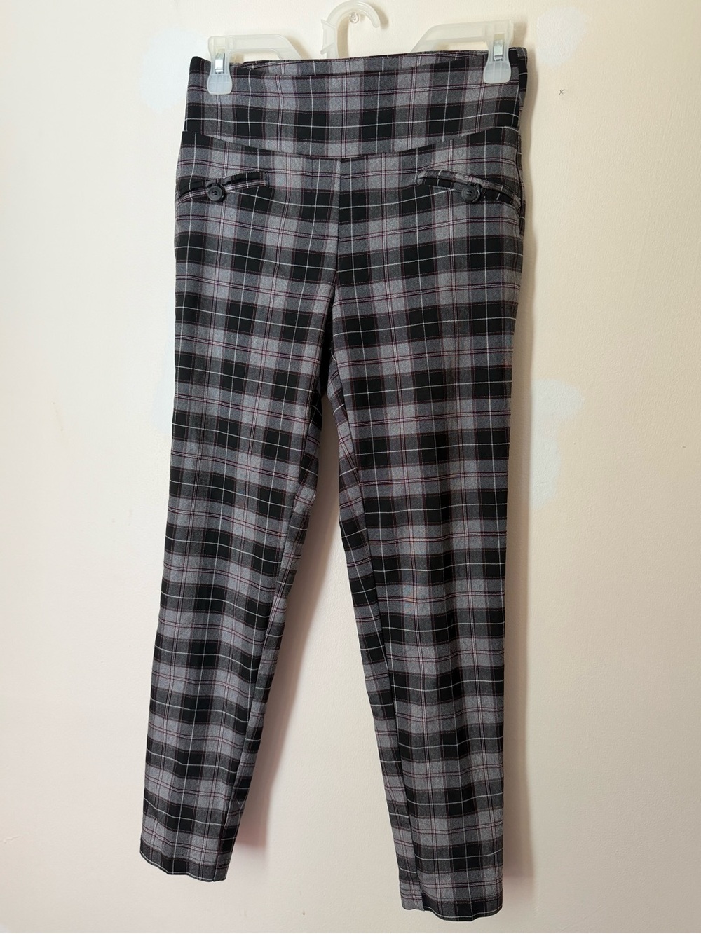 Soho Black and Gray Plaid Shirt with Maroon Accents